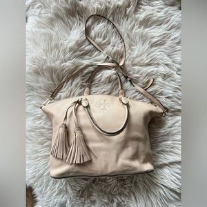 Tory Burch Pink Pebbled Leather Carter Satchel Bag